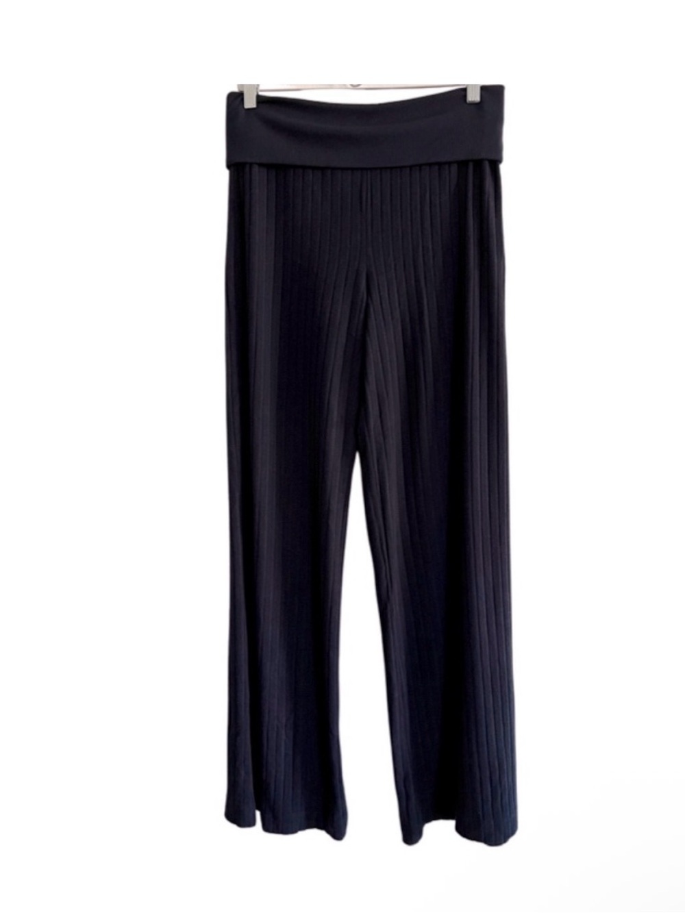 NWT Anthropologie Saturday Sunday ribbed wide leg navy roll top lounge pants Y2k